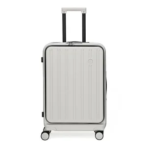 New Design Luggage With Front Open Compartment 20 "Luggage With Spinner Wheels Travel  Boarding Trolley Case