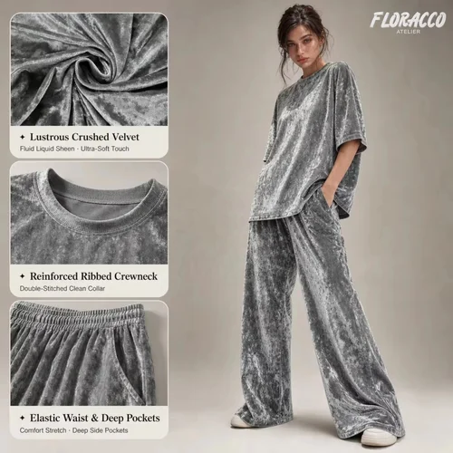 Women's Thermal Velvet Pajama Set Round Neck Short Sleeve Long Pants Soft Comfort Fit Homewear