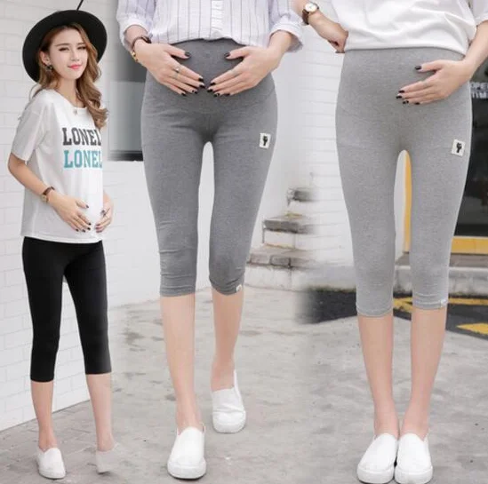 Maternity clothes maternity pants, cropped trousers, stomach lift pants leggings adjustable Korean version of maternity