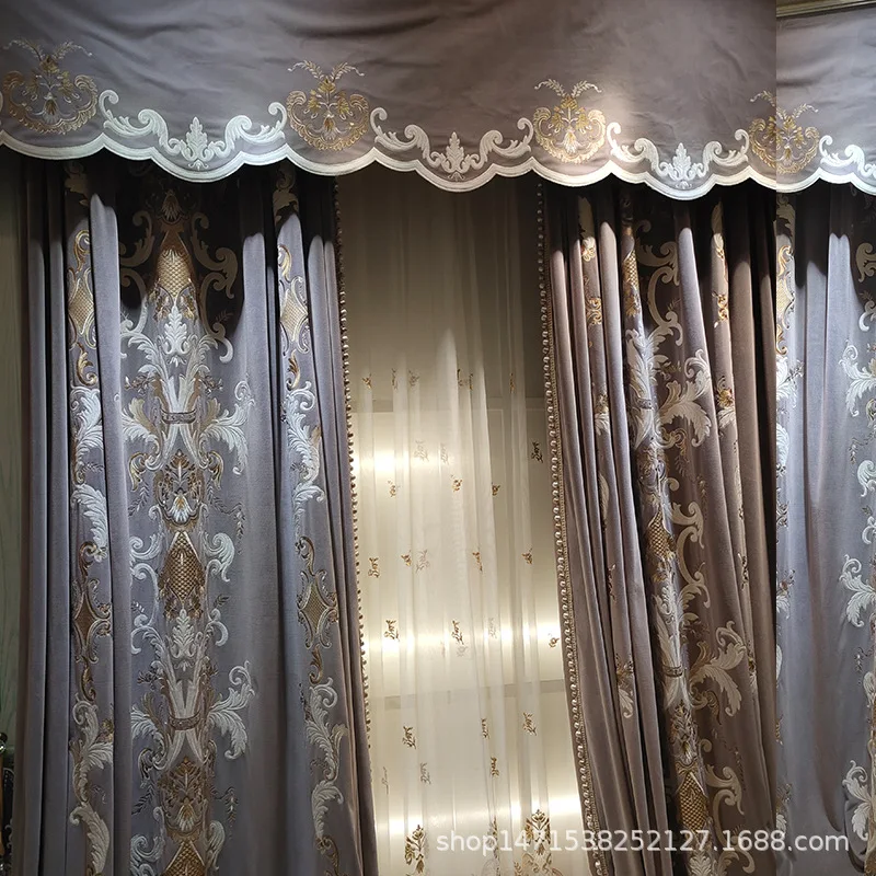 HD European Living Room Ready Made Curtain Luxury Bedroom Velvet Blackout Curtain Fabric