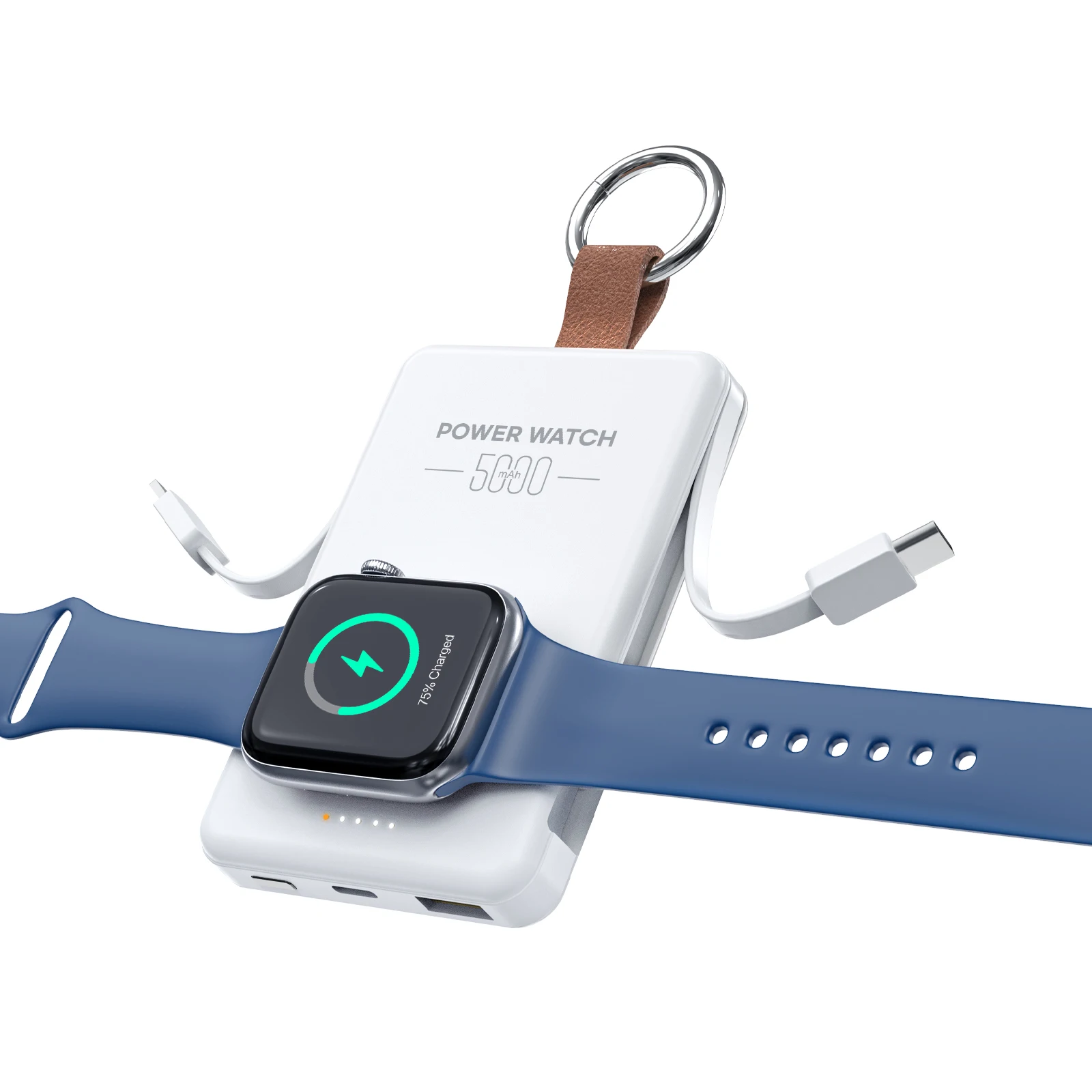 Newest Small Portable Mini Power Bank Emergency Wireless Charger Power Bank  with Watch Charger Keychain Portable Power Bank