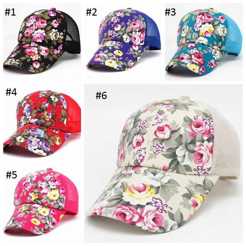 Q1398 Floral Flower Print Dad Strap Hat Sun Hat Snap Back