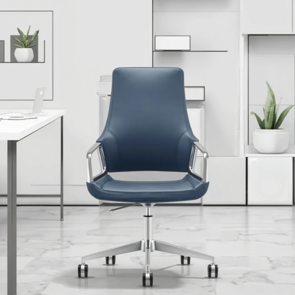 Modern Office Swivel Chair Manual Tilt Adjustment Frosted Aluminum Base Commercial Workstation Furniture 4