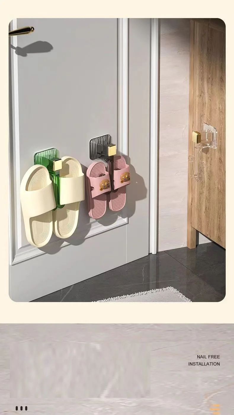 Wall Mounted Slipper Hook Household Slipper Storage Rack Self-adhesive Behind The Door Slipper Storage Hook manufacture