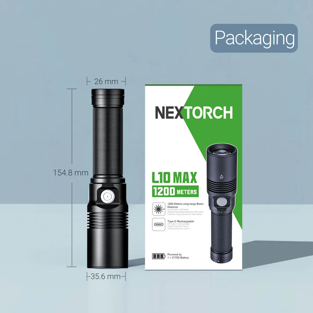 1200 Meter White Laser Torch Rechargeable Flashlight Linternas Nextorch L10 Max for Searching Hunting Tactical Flashlight