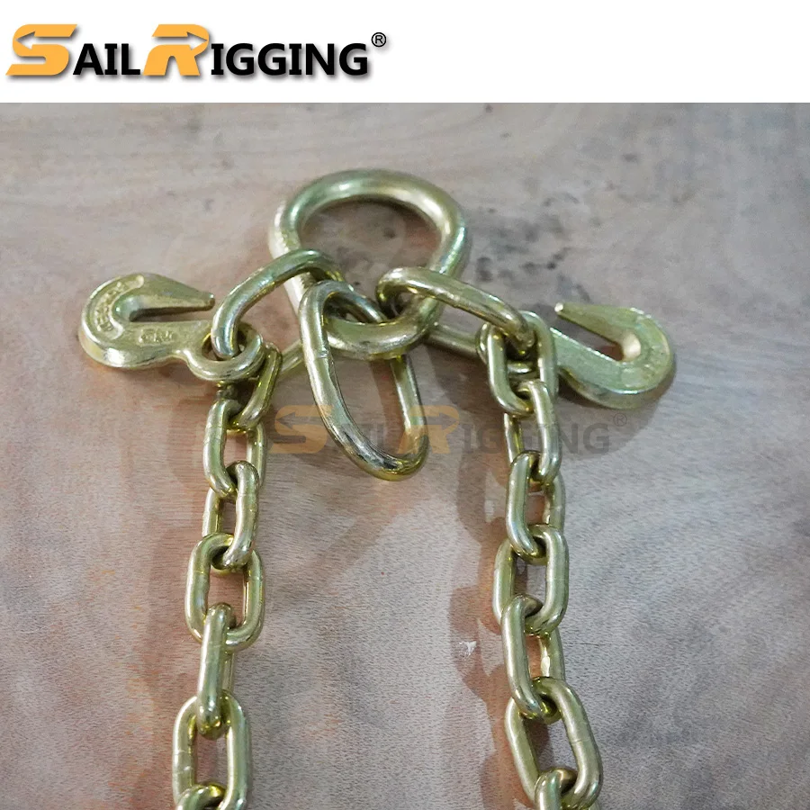 3/8'Grade 70 Towing Chain V Bridle with J Hook for Container