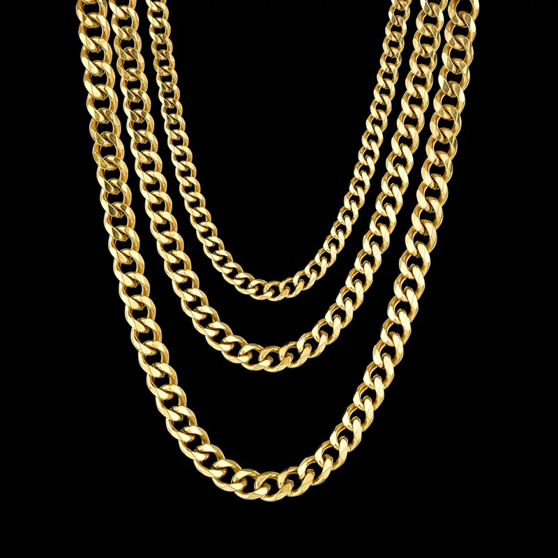 Fityle Punk Rock Heavy Huge Stainless Steel Mens Jewelry Curb Cuban Link Chain Necklace 