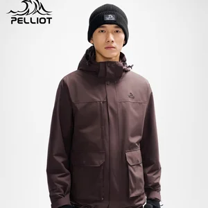 Pelliot 2026 Men's Three-In-One Outdoor Jacket Winter Windproof Rainproof for Hiking Mountaineering Solid Woven Work Jacket