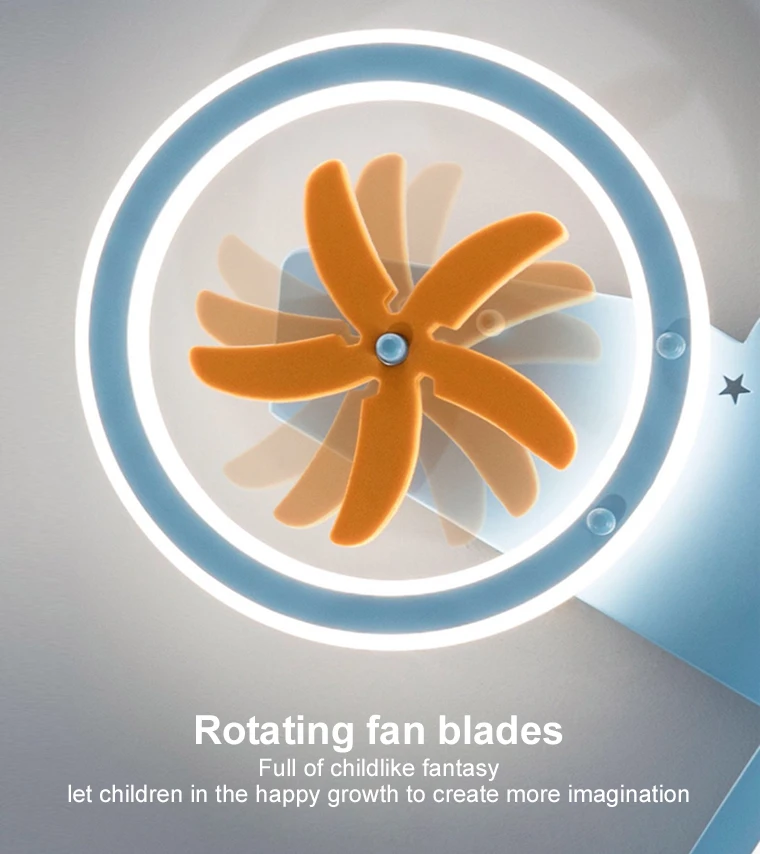 Simple creative LED ceiling light boy cartoon bedroom kindergarten aircraft fan lighting