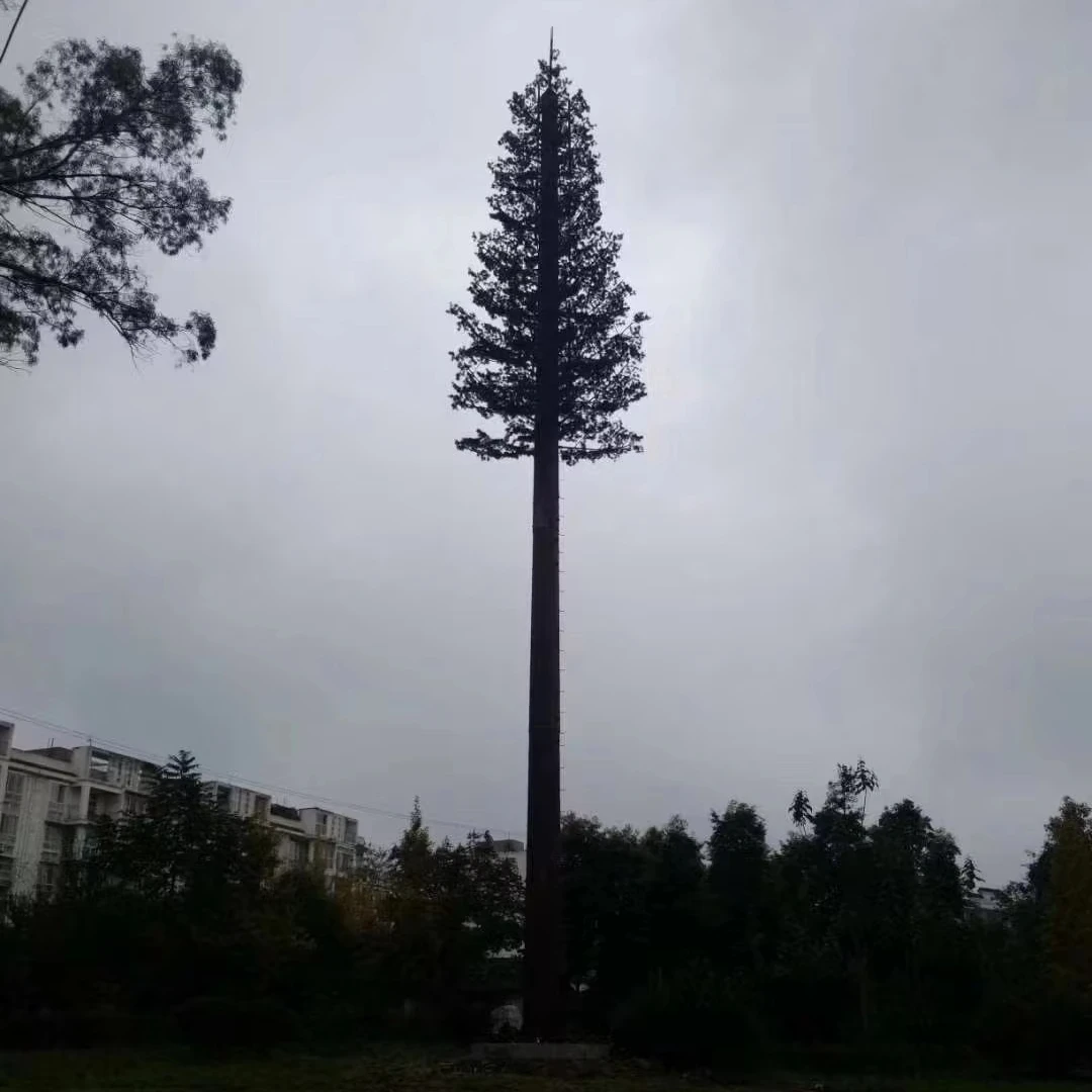 Galvanized ArmyGreen Customizable Height Steel Camouflaged Artificial Tree Pole Telecommunication Tower Mobile Antenna Accessory