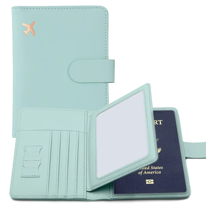 Customize Logo Rfid Luxury Designer Pu Leather Family Travel Wallet