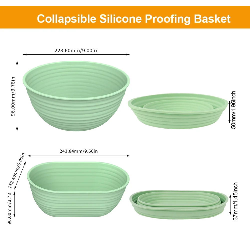 Custom Baking Supplies Collapsible Sourdough Proofing Basket Kit