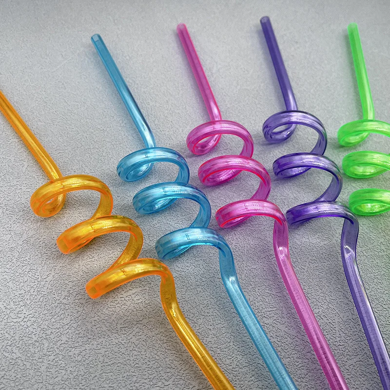 Ychon  Comfy Package  Disposable PET Plastic Drinking Spiral Straws for Birthday Party Supplies Decorations Favors