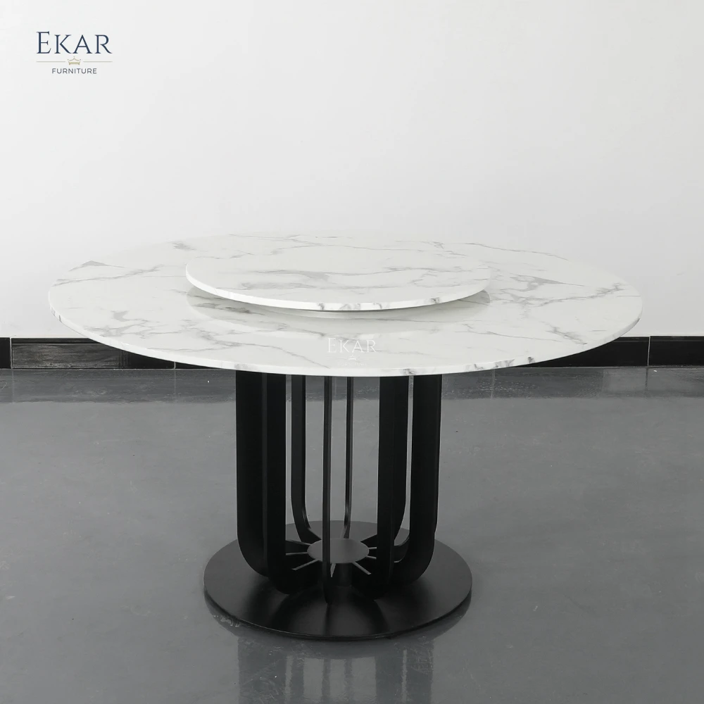 product luxurious marble top metal leg dining table modern style dining room furniture-66