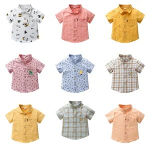 2021 Summer Toddler Boys Girls Cotton Clothes Short Sleeve Cartoon Print Blouses Spring Baby Boy Casual Tops Kids Shirts