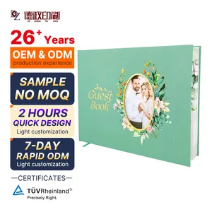 Custom Linen Cover Modern Blank Wedding Guest Book for Reception Engagement Party Bridal Shower Signatures Paper Fabric Material