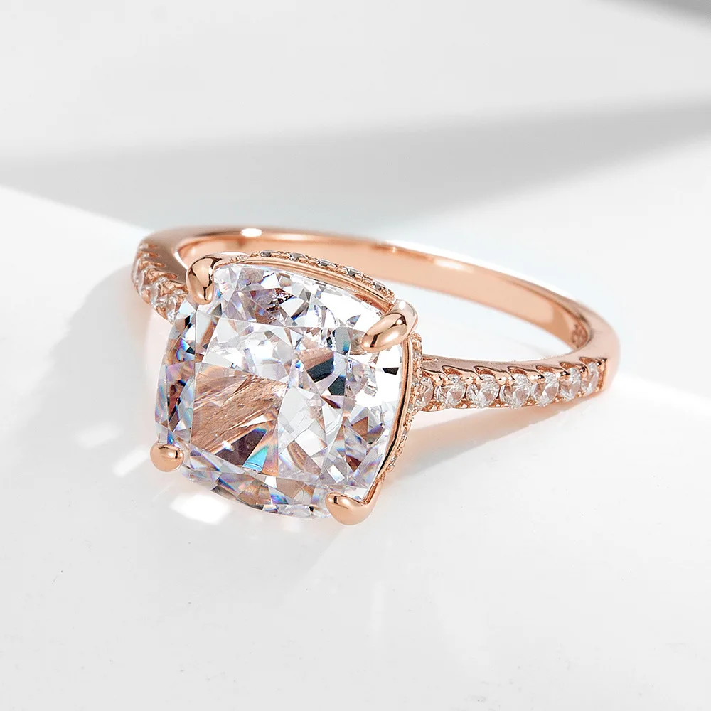 925 Sterling Silver Lab Diamond Wedding Ring Combination Ring 10*10 Ice Flower Cut Simulation Diamond