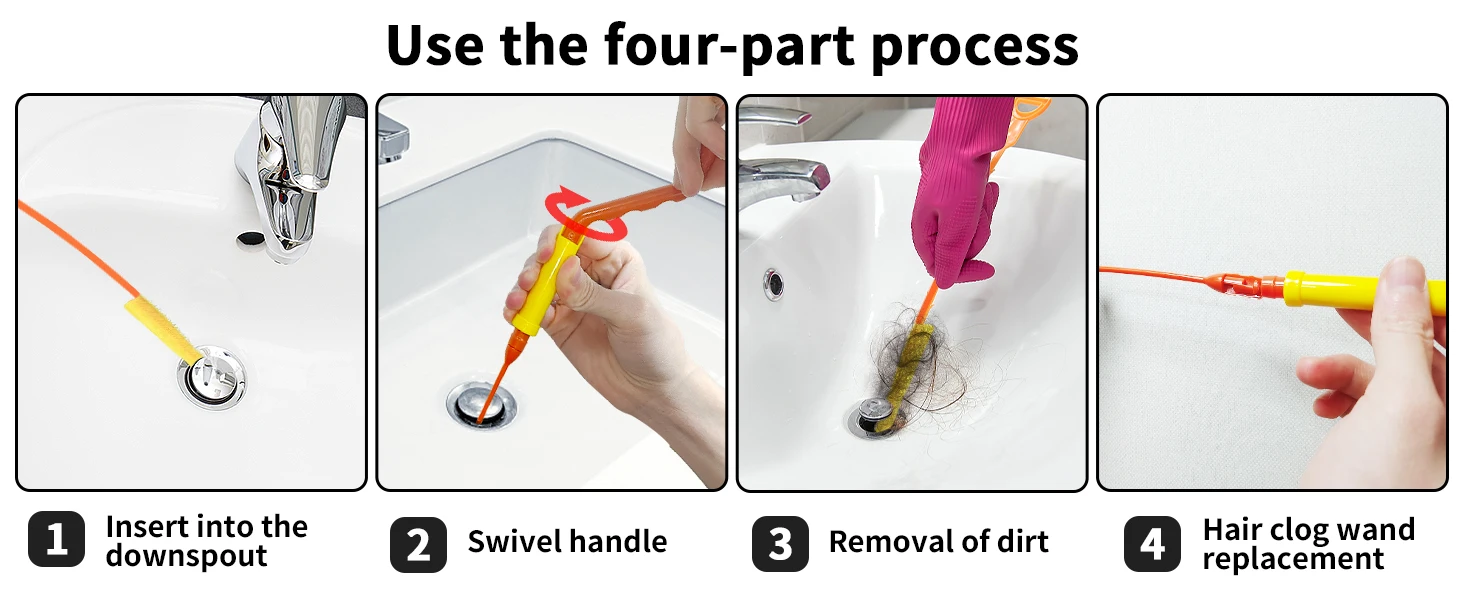 Unclog Shower Bathtub Drain Sink Snake Unclogger Tool Sink Declogger