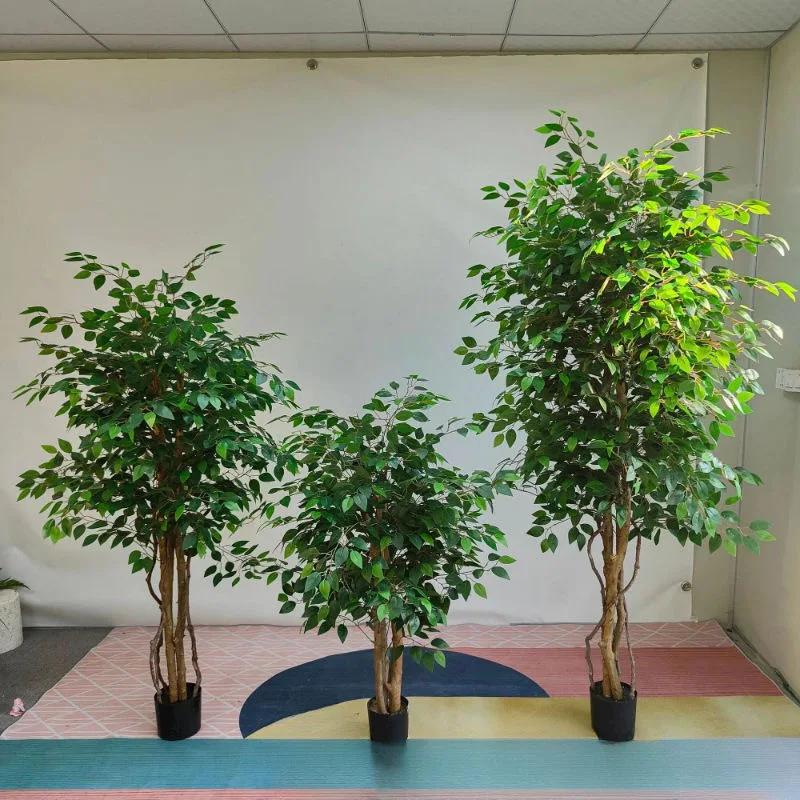 Оптовая продажа украшение для сада 4-футовое искусственное растение белое и зеленое баньяновое дерево
