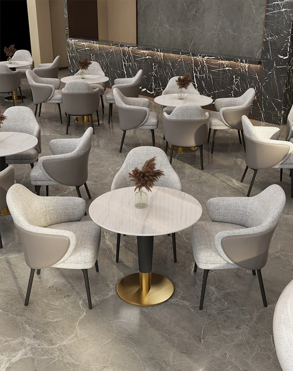 Wholesale Fast Food Dining Set Coffee Shop Faux Marble Wooden