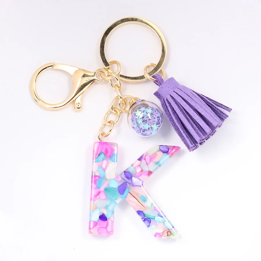 Cute Initial Keychain A-z Letter Sparkly Glitter Key Chain Premium