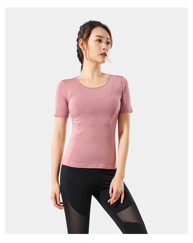 Women Sportswear Quick Dry Sport Yogo Top Round Neck Custom T Shirt ...