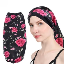 Wholesale Women Print Elastic Double Layer Long Hair Care Turban Bonnet Sleep Hats For Women Lady