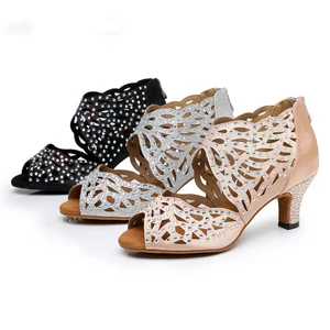 Women's Latin Dance Shoes High-Heeled Soft-Soled Stage Performance Shoes Adult Indoor Non-Slip Salsa Dance Training Shoes