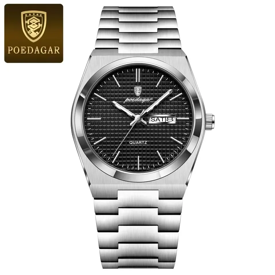 For Men's Stainless Steel Quartz Watch 821 Luxury Charm Oval Case Waterproof Week Displa aperçu 9
