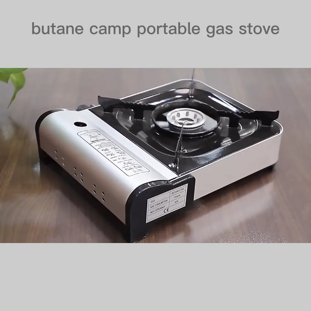 Outdoor Gas Cooktops Camping Kitchen Household Portable Stainless Steel Burner Butane Black Gas