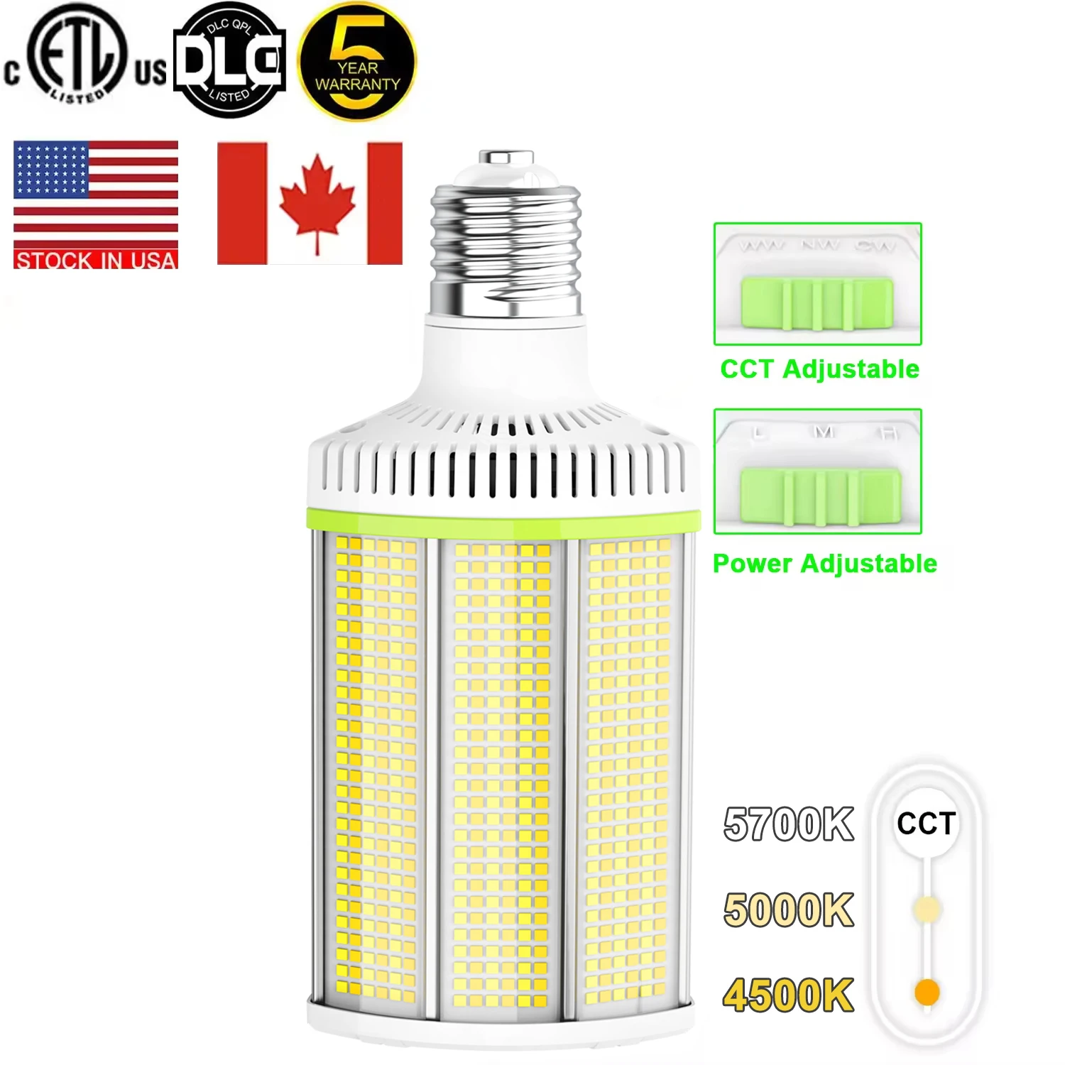 LED Corn Retrofit Fixture US Stock 80w 120w E26 E39 Horizontal Lamp Outdoor Area Lighting Parking Lot Street LED Corn Bulb Light