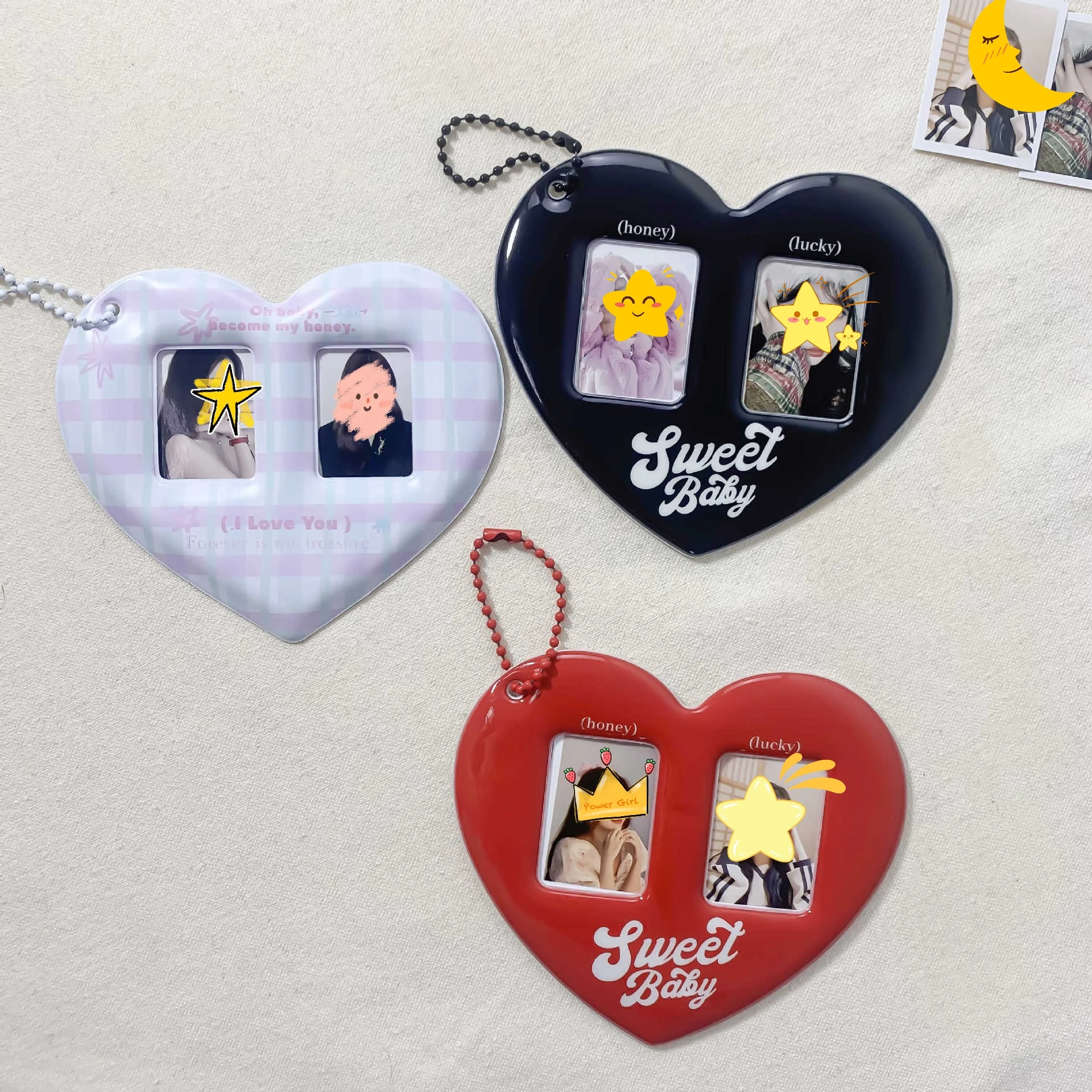 Korean Fashion Heart Mini Plastic Photo Album Keychain