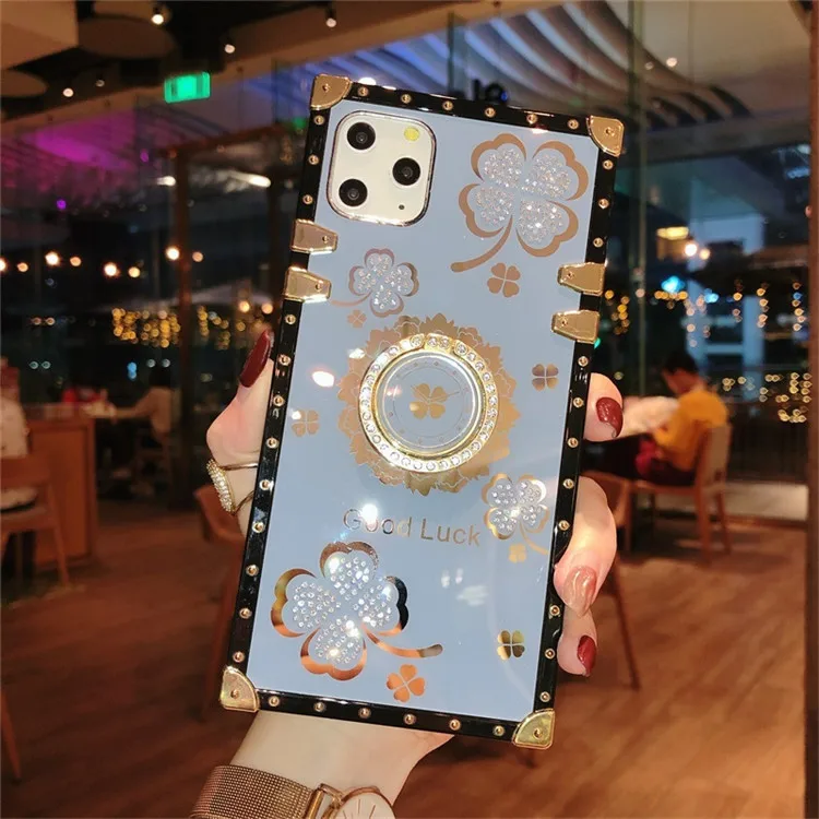 Luxury Square Fashion Times Phone Case with Holder Ring