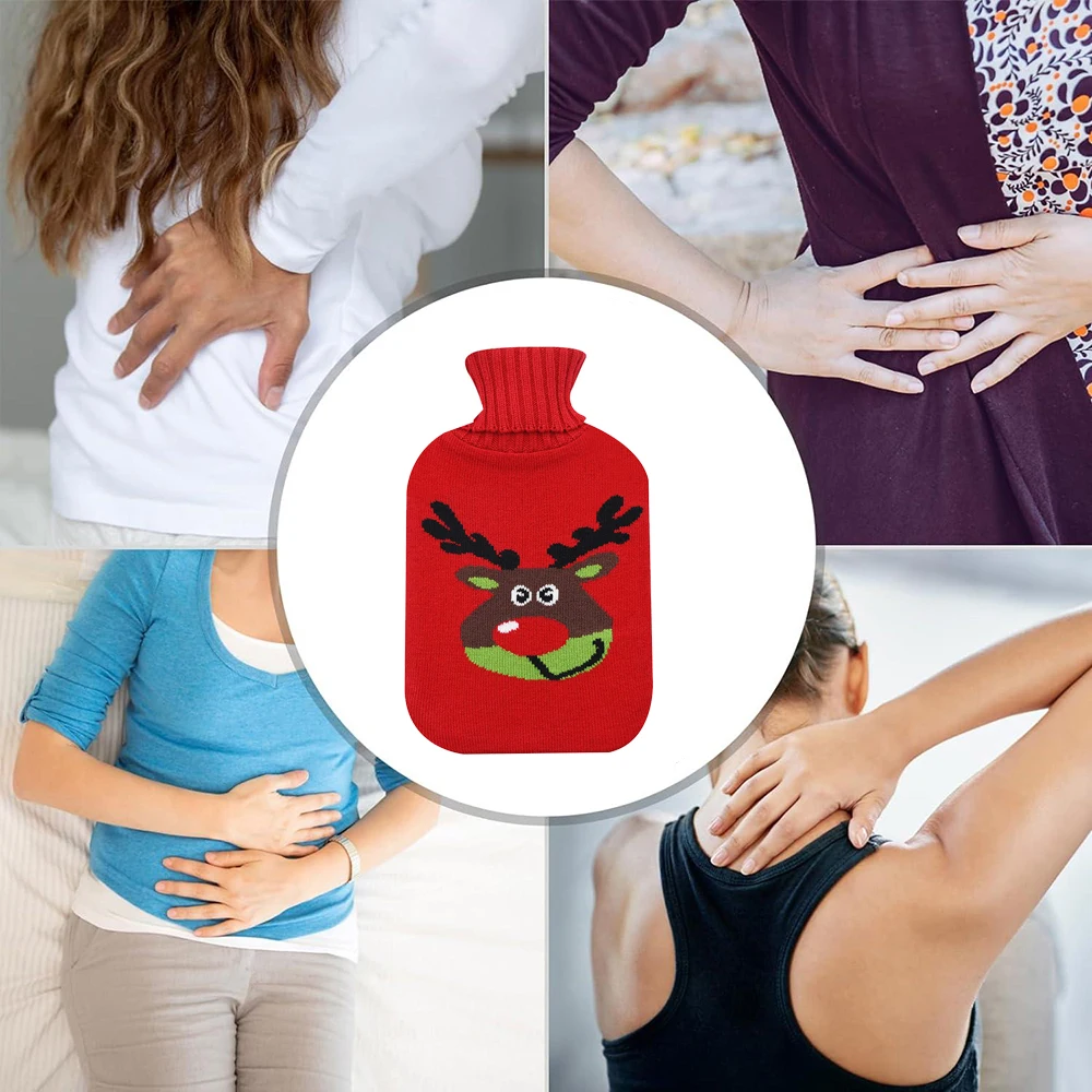 classic hot and cold compress hot water bottle bag rubber 2000ml knitted cover for cramps
