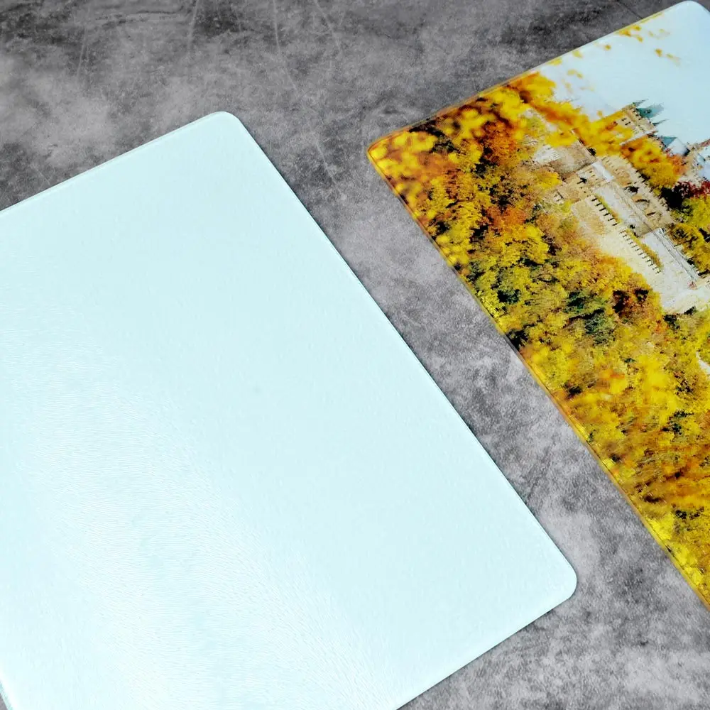 Blank Cheese Chopping Blocks Sublimation Rectangle Glass Tempered Cutting Board Small 28.5*20cm