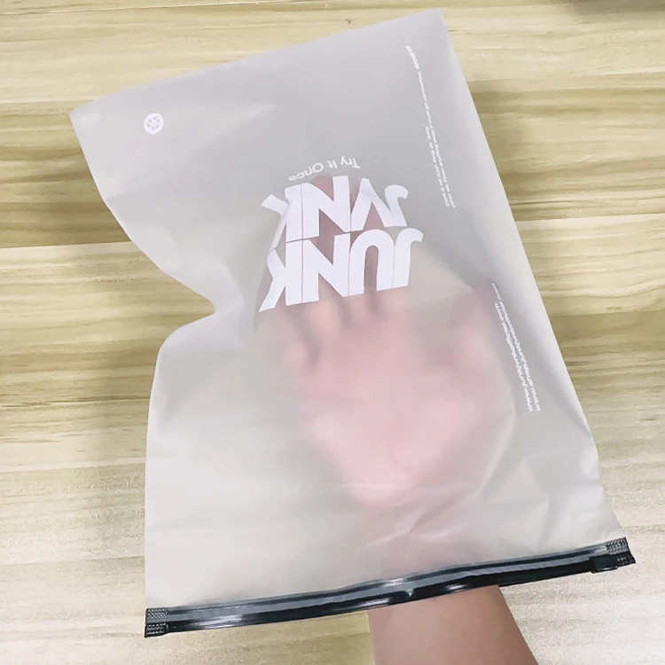 Free Personalized Custom Printing Brand Logo Poly Eva Frosted Zip Lock Packaging Bag for Clothing
