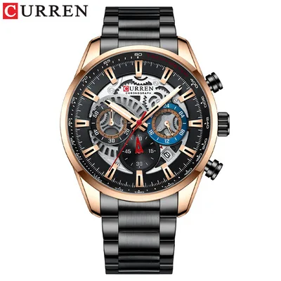 Curren 8314 Orologio Al Quarzo Da Uomo Cronografo Sport Orologi Da Uomo Orologio In Pelle Orologio Da Polso Maschile Relogio Masculino Regalo Di Moda - Foto 3
