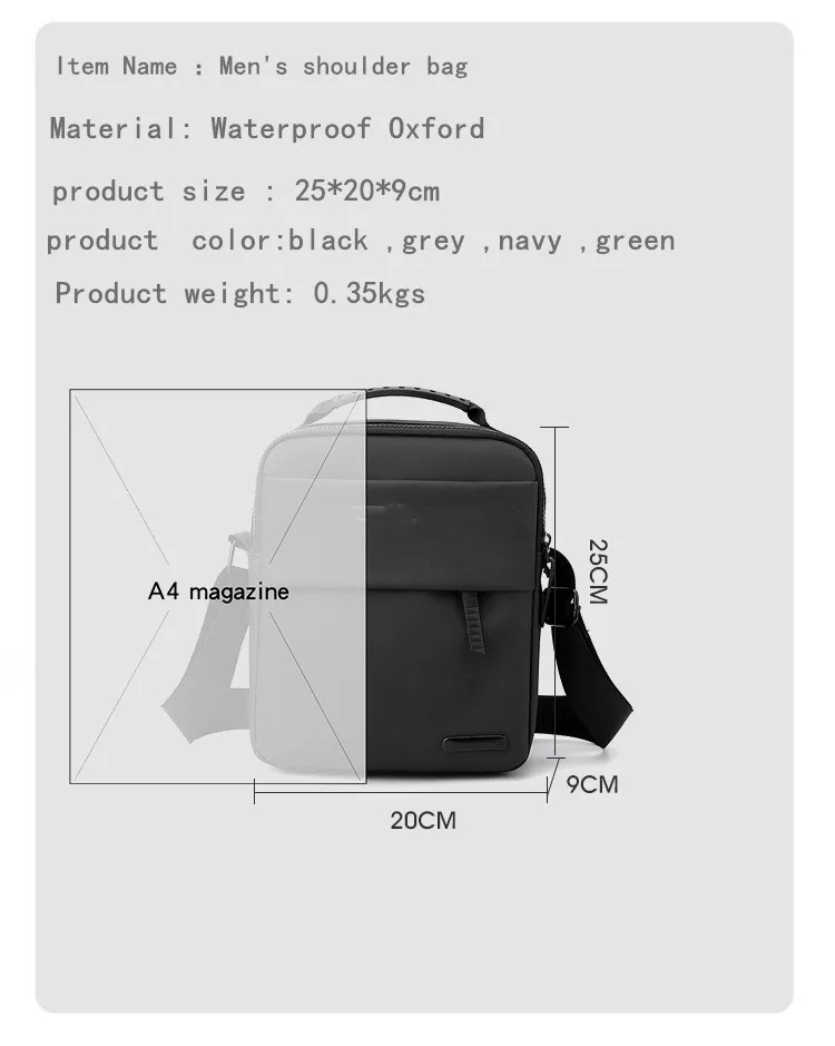 Fashion Business Messenger Bag Portable Outdoor Shoulder Bag Waterproof ...