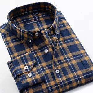 High Quality Men's Shirt Heavy Cotton Plaid Flannel Long Sleeve Plus Size Men's Shirts