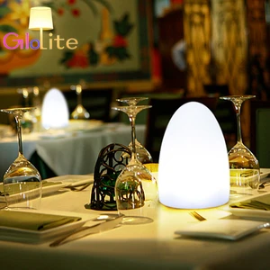 Modern LED Dimmable Egg-Shape Dining Room Table Lamp Cordless with Battery Power Plastic Body for Bedroom and Hotel