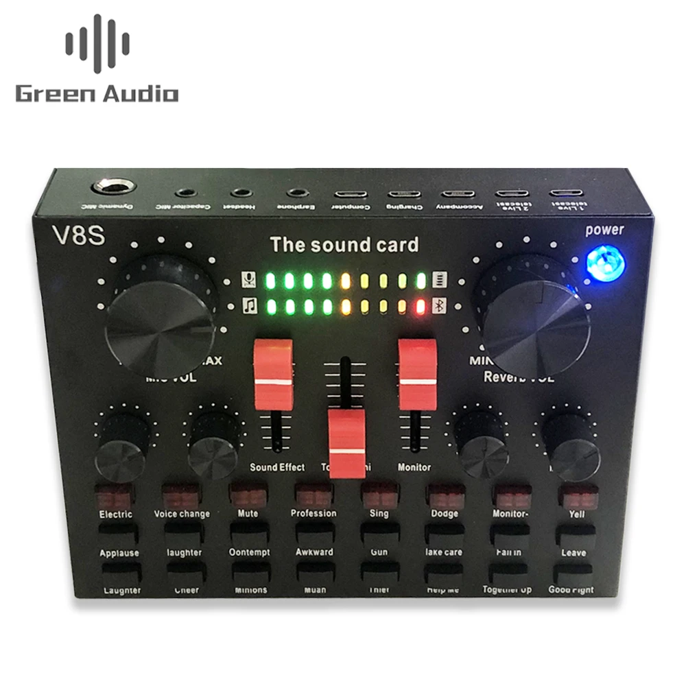 GAX-V8S USB Audio Sound Card & Mixer for Gaming, PC Recording