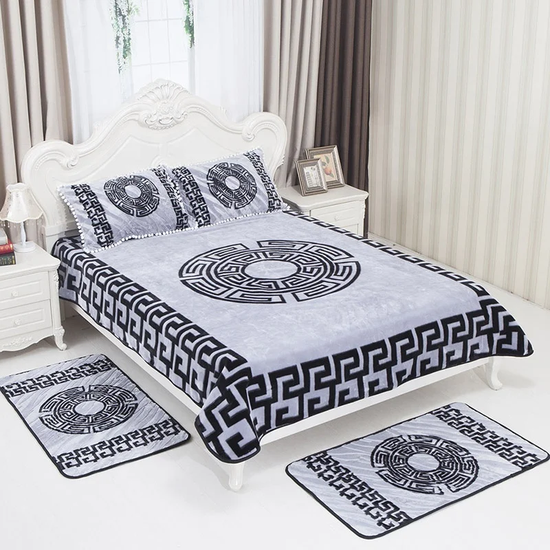 Оптовая продажа, полиэстеровый цветочный дизайн Otsukeori/Северная Африка, Алжир, однослойный/2-слойный мягкий рельефный норковый раскол, одеяло, набор для подарка