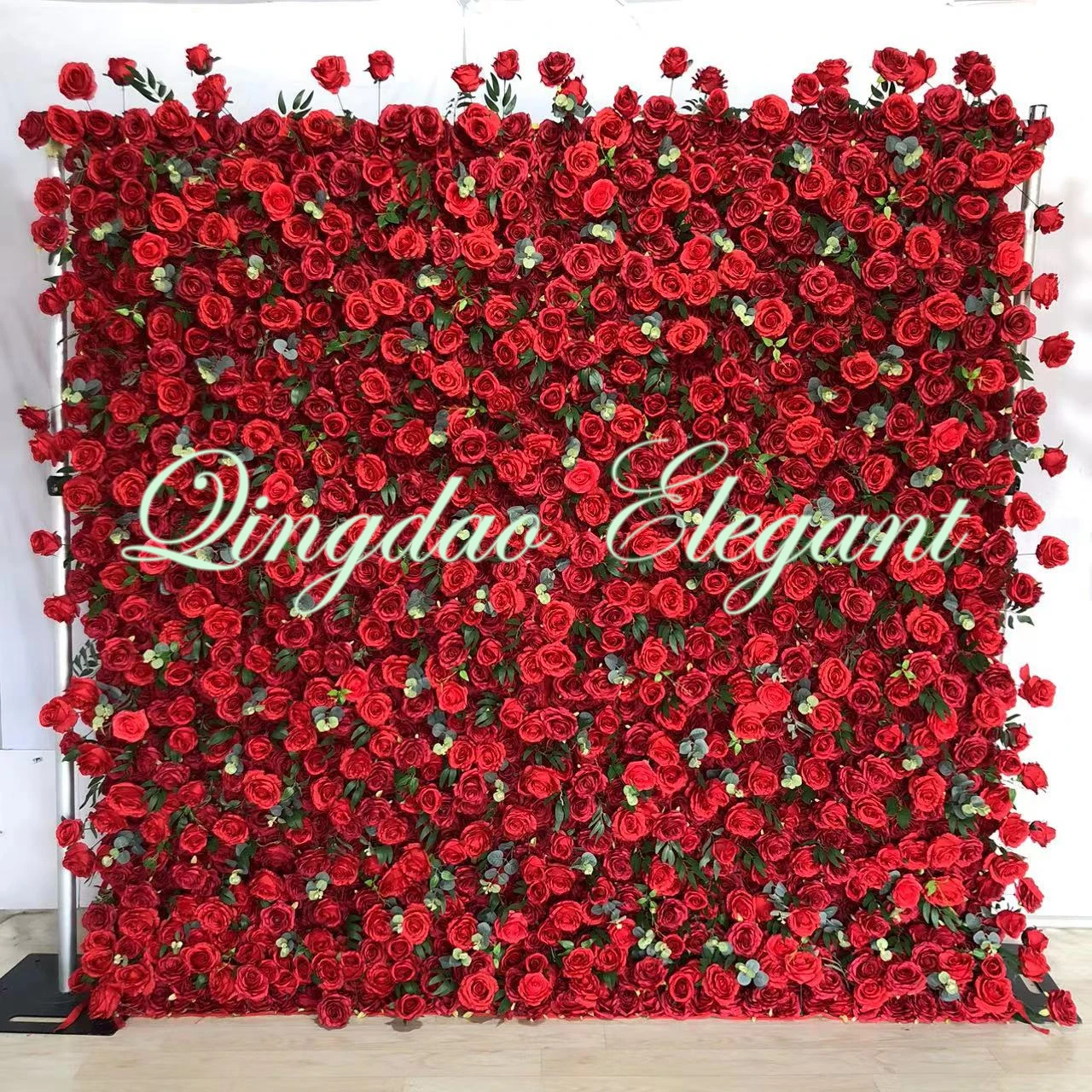 Source EG-WD97 Red Silk Rose Flowers Wall Hanging Home 5d Silk Flower Wall  Roll Up 8 x 8 Red Artificial Flower Wall With Rose on m.alibaba.com