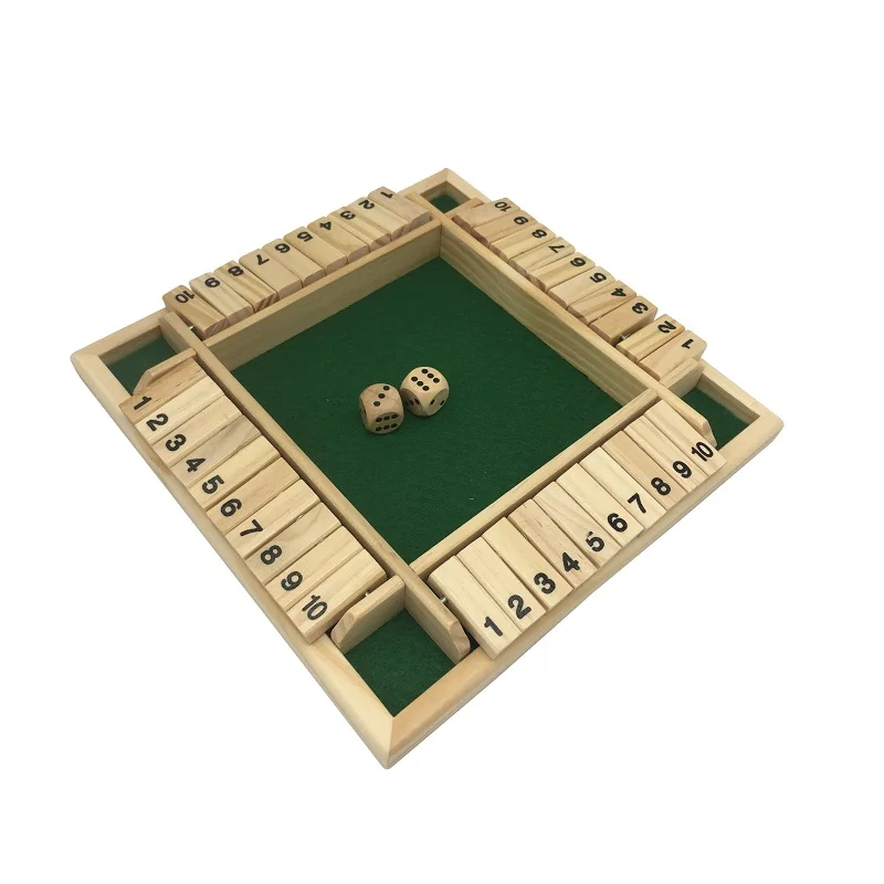 Shut The Box Juego De Mesa Con Dados – De Madera Natural, Para 4 Jugadores, Ideal Para Aprender Matemáticas Y Divertirse En Familia O Pub