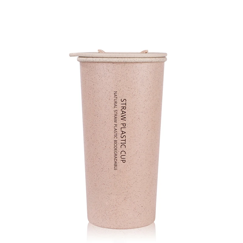 2241J 400 мл индивидуальная цельная биоразлагаемая многоразовая пластиковая чашка для питья с двойными стенками бутылка из пшеничной соломы кружка для кофе