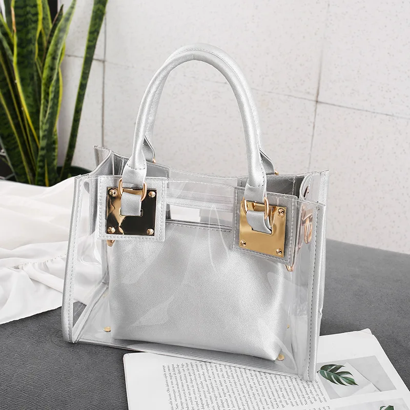 New Transparent jelly bag ladies large-capacity one-shoulder tote bag  wallet