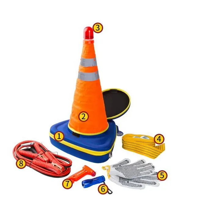 Vehicle Emergency First-Aid Kit Road Travel Survival Assistance Type Emergency Tool Kit with Folding Warning Triangle