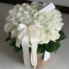 white fluff tender embrace woven basket-33 roses
