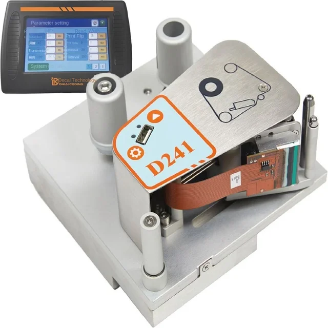 DIKAI D241 Pneumatic Automatic Labeling Machine Production Line 24mm Print Head 200DPI Thermal Transfer Paper Date Cartons