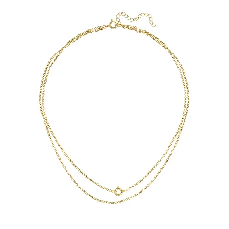 Double Layered Chains Clasp Charm 925 